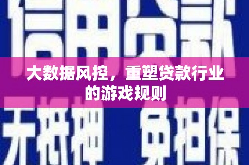 高树大数据风控，重塑贷款行业的游戏规则