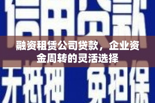 高树融资租赁公司贷款，企业资金周转的灵活选择