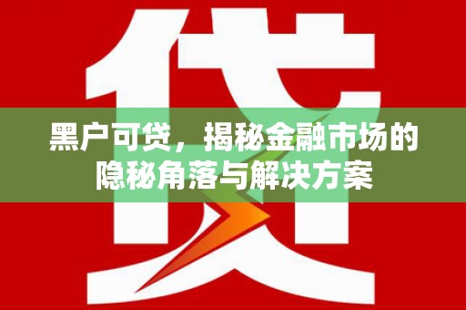 高树黑户可贷，揭秘金融市场的隐秘角落与解决方案
