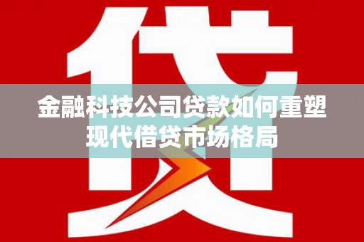 高树金融科技公司贷款如何重塑现代借贷市场格局