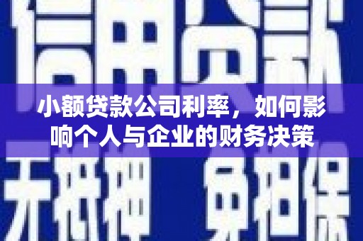 高树小额贷款公司利率，如何影响个人与企业的财务决策