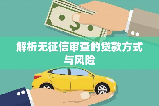 高树解析无征信审查的贷款方式与风险