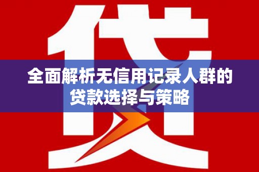 高树全面解析无信用记录人群的贷款选择与策略